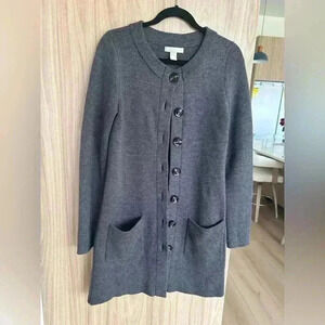 Banana Republic Merino Wool gray Button Front Jacket Knit Longl Cardigan medium